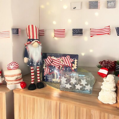 MARTHA STEWART GARLAND RED BLUE WHITE STARS  Shower Hooks Uncle Sam Figurine