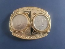 2 - Eisenhower Bicentennial Dollars In Designer Belt Buckle RARE