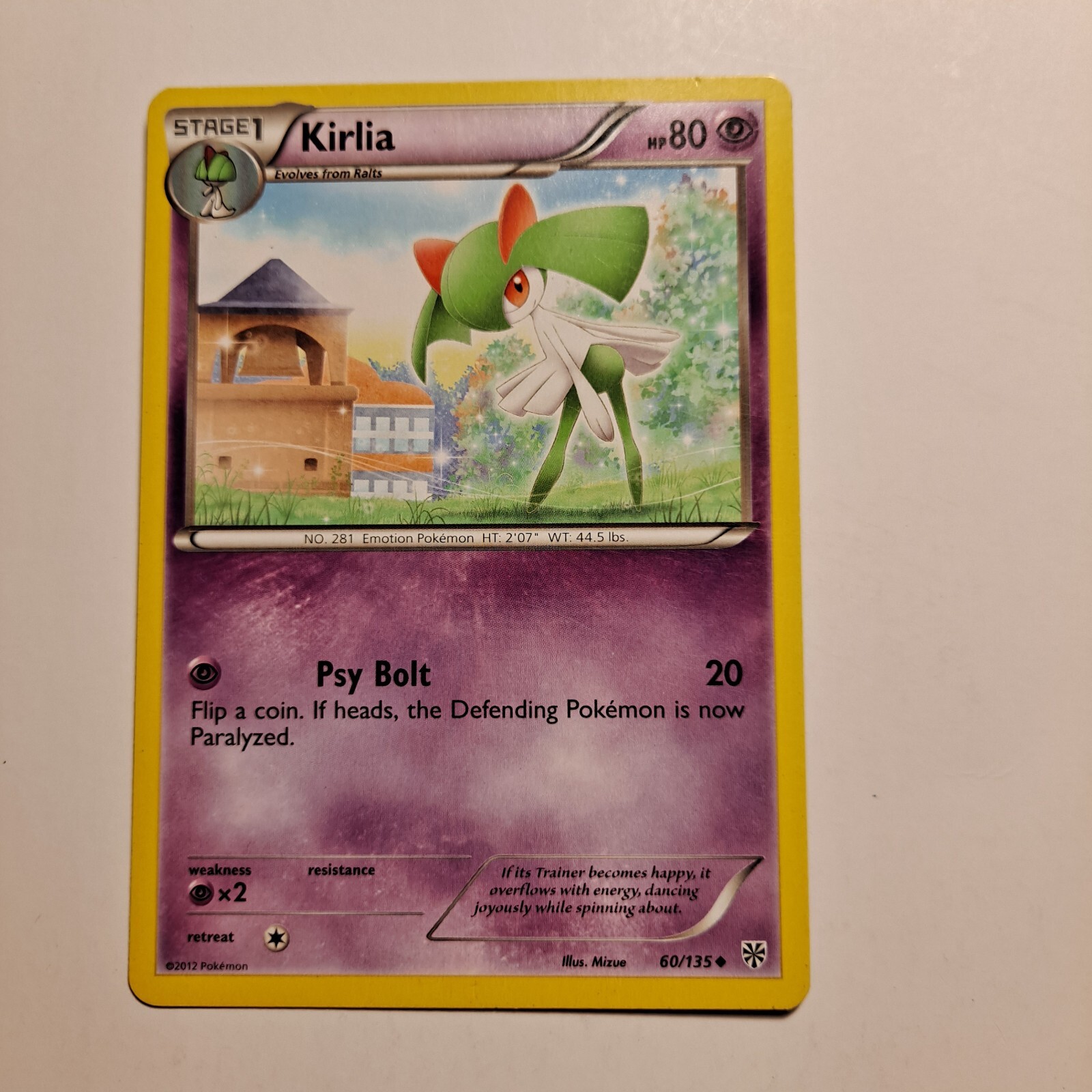 Kirlia Pokemon Card Hp 80 2012 60/135