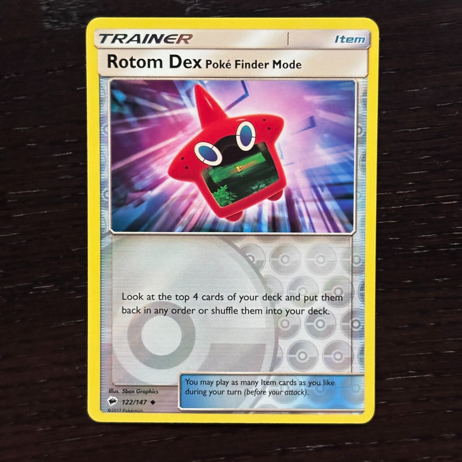 Rotom Dex Poke Finder Mode 122/147 Pokemon Burning Shadows Reverse Holo Card NM