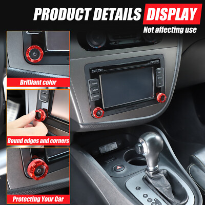 Red Aluminum Multimedia Volume Knob Trim For Seat Leon MK2 1P1 2008-2012