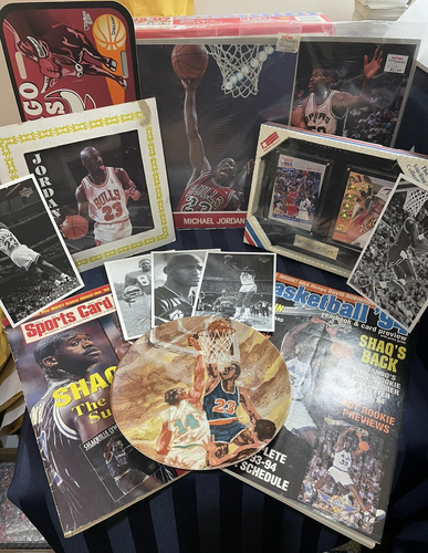 Michael Jordan ab 1985 + Lot verschiedene Artikel ansehen! Uncut Sheet mit Jordan Shaq +