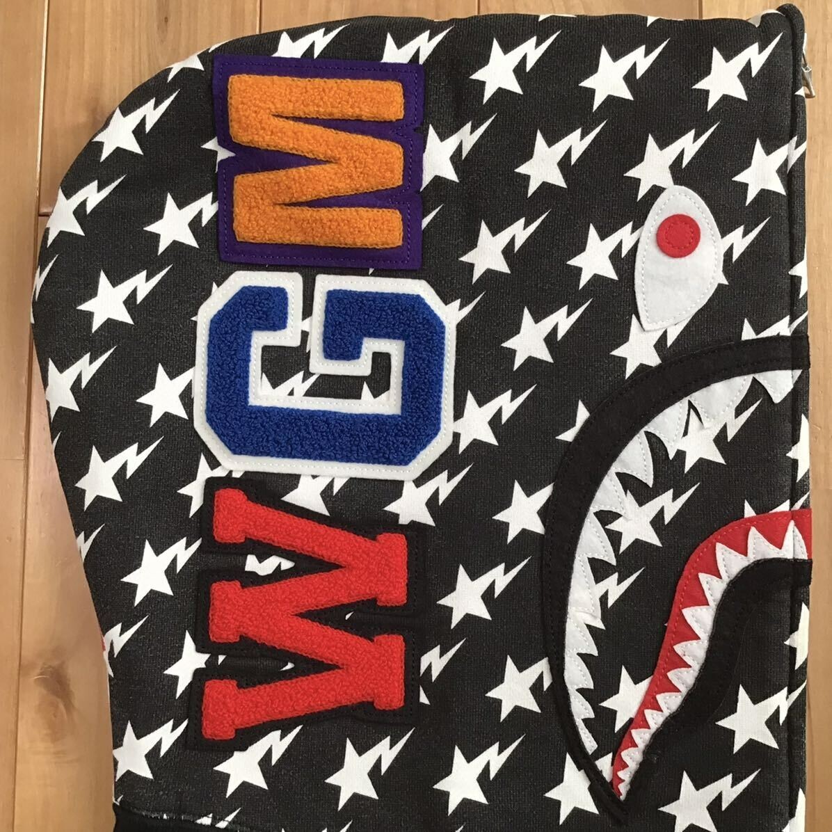 BAPE Stars and Stripes Shark Full Zip Hoodie Black A Bathing Ape