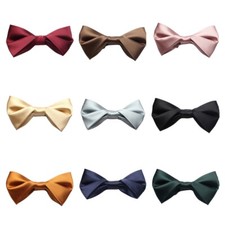 Men Solid Flat Bow Neck Tie Wedding Party Formal Suit Groom Tuxedo Shirt Bowtie