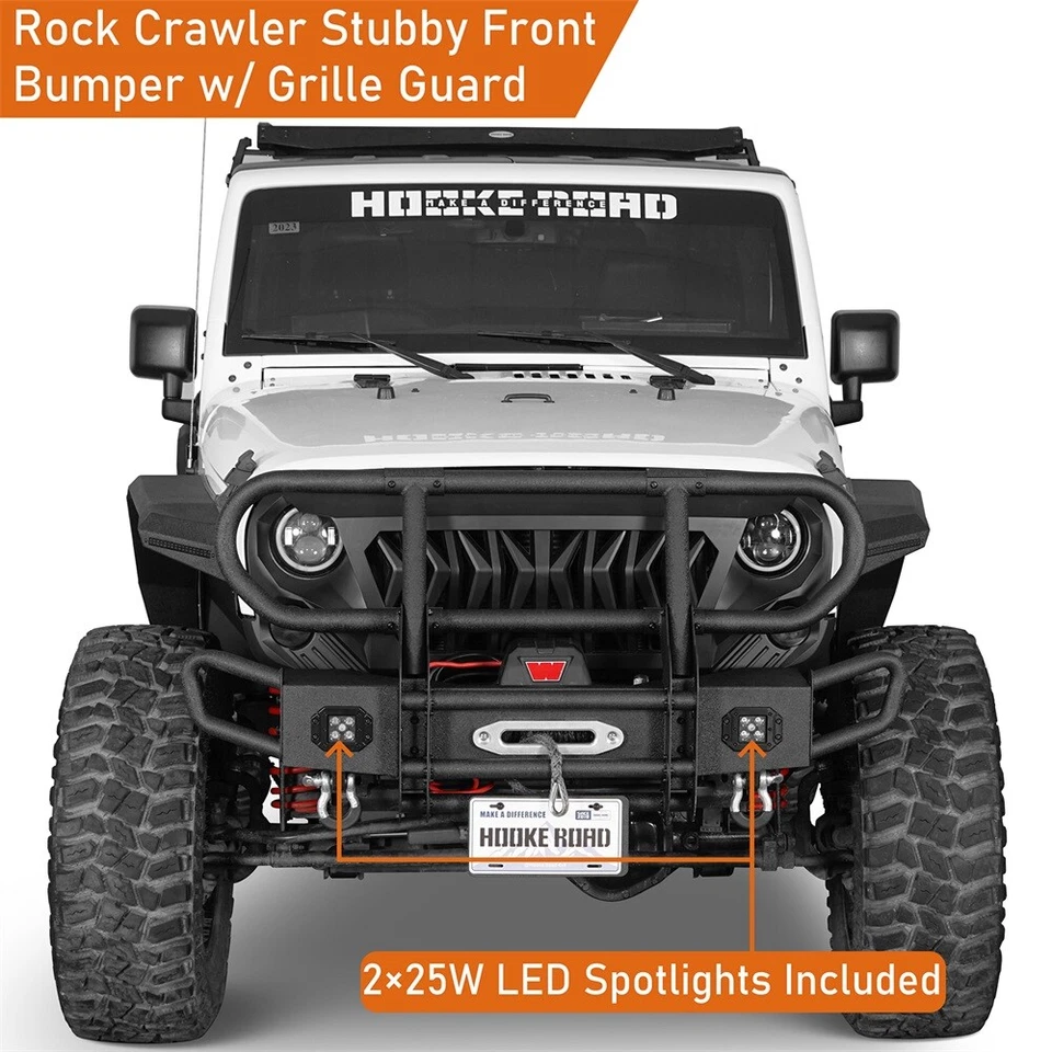 Hooke Road Stubby Front Grille Bumper or Rear Bumper for Jeep Wrangler JK 07-18 Foto 3 de 4