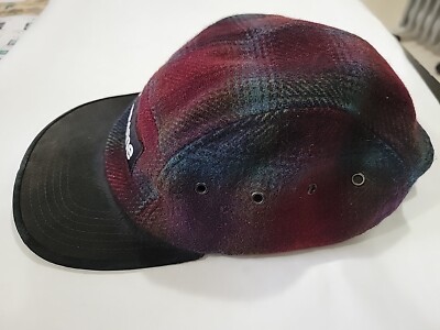 Supreme Woolrich ツイードキャスケット 🔥 VTG Supreme Woolrich Tweed Leather Brim Red Blue 5 Panel