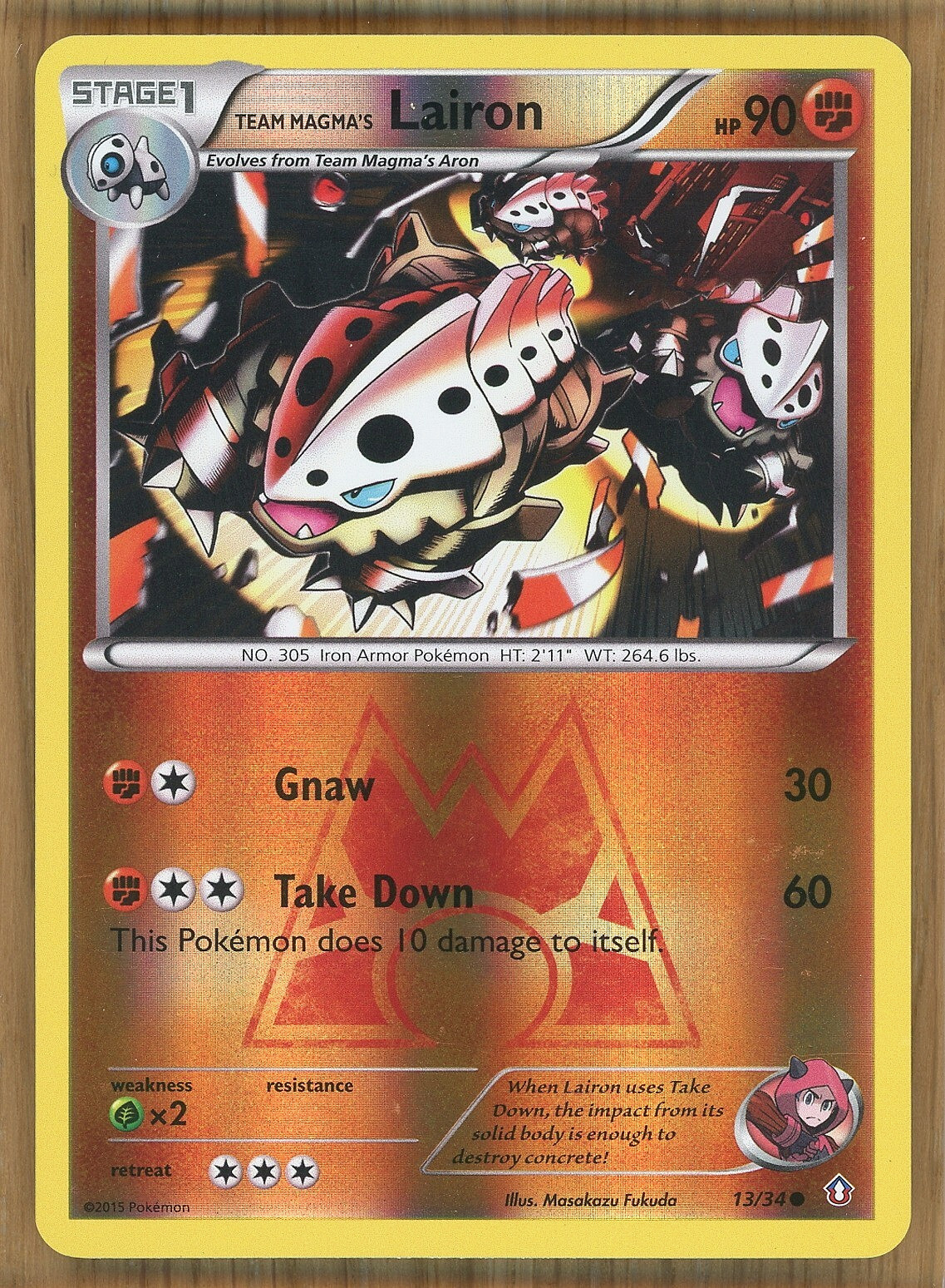 Team Magma's Lairon 13/34 ~ Reverse Holo ~ Double Crisis ~ Near Mint!!