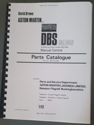 ASTON MARTIN - DBS SALOON FROM DBS/5000 - PARTS MANUAL CATALOGUE 