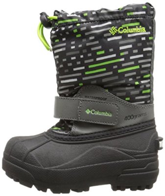 COLUMBIA Youth POWDERBUG Forty Print Winter Boots - Grill, Nuclear Sz 1,2,3,4,5