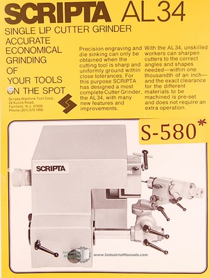 Scripta AL34, Cutter Grinder Instructions Parts and Wiring Manual | eBay