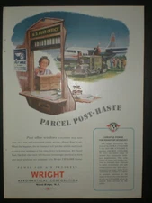 1947 US PARCEL POST BY AIR COMING SOON vtg WRIGHT AERONAUTICAL Co Trade print ad