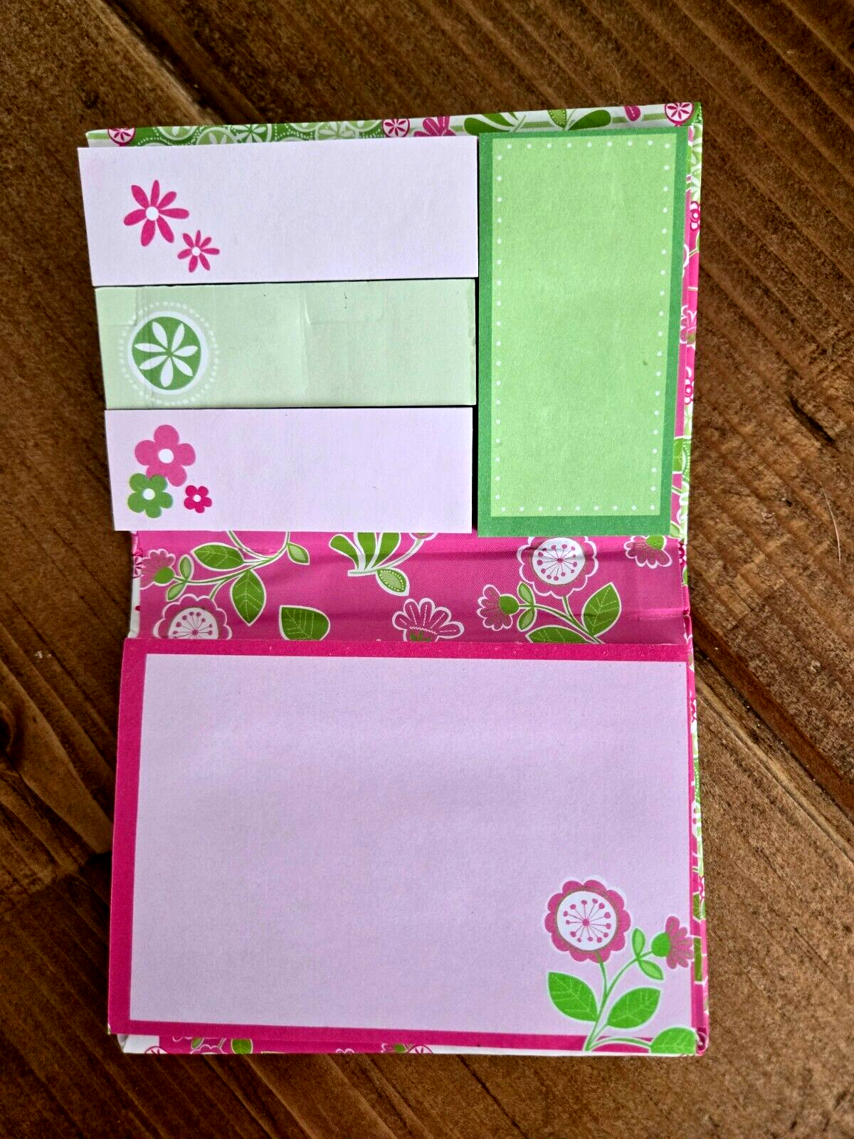 Floral Hard Cover Sticky Notes Booklet in Pink and Green-image