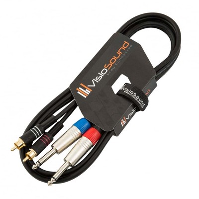 Twin Instrumentenkabel / 2 x 6,3mm Mono Jack Klinke auf 2 x Cinch Stecker (RCA)