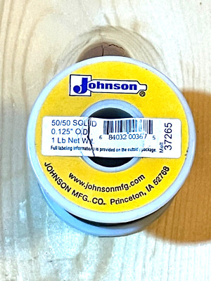 Soft Solder, 50/50, Solder, 0.125'' O.D., 1 Lb. Net Weight, Johnson