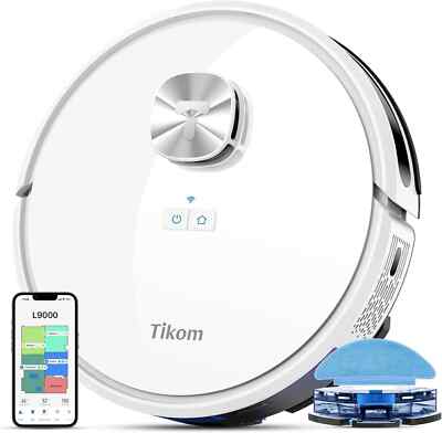 Tikom L9000 Saugroboter, 4000Pa, Wischfunktion, LiDAR, WLAN, 150 Min, No-Go-Zone