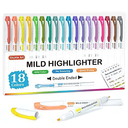 Highlighters 18 Colors Pastel Highlighter Pens Assorted Colors Dual Tip Mild ...-image