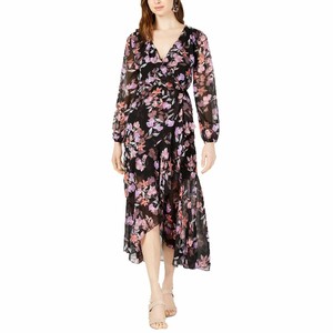 black print wrap dress