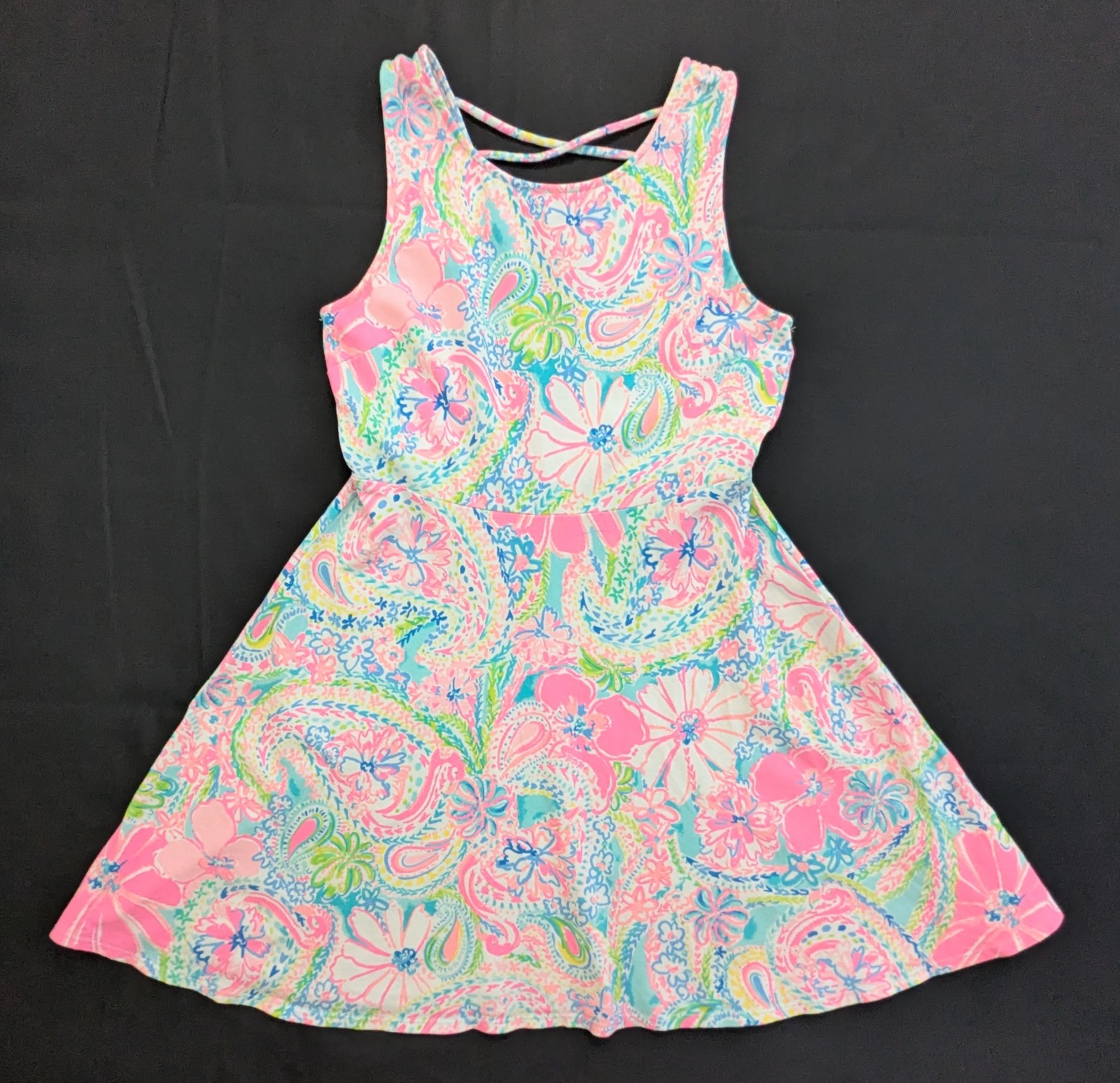 Lilly Pulitzer Girls Sleeveless Dress Pink White Blue Green 12