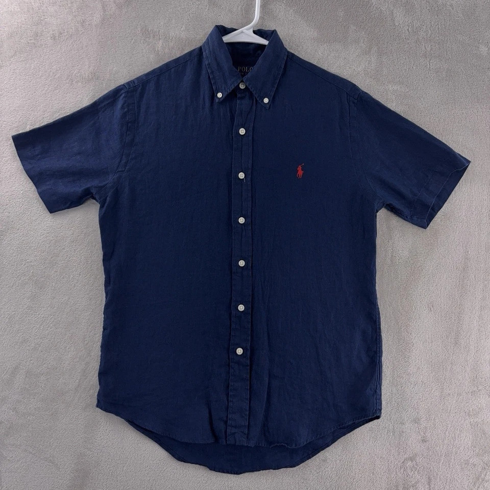 Polo Ralph Lauren Shirt Mens Size XS Navy Linen Classic Fit Lightweight - Image 2 of 4