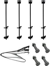 Mobile Home Part Set of 4 Auger Anchors; 4-8 Ft Tie down Strap, 4 Bolts