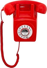 Corded Wall Phone Retro Rotary Landline Telephone Wall Mount RED HOTLINE