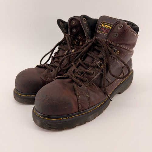 Dr Martens Industrial Steel Toe Work Boots Mens 11 Brown Leather Lace Up Hiking