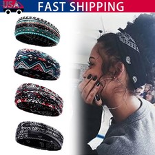 Boho Vintage Paisley Sports Headband Sweat Absorbe Wide Headband Band Hair Women