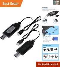 Essential 2-Pack 7.4V USB Charger Cables for Drones & Gel Blasters – 1A Adapter