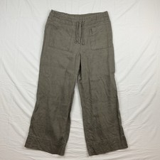 Chicos Linen Wide Leg Pants Drawstring Stretch Waist Casual Travel Size 2.5 XL