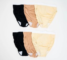 Breezies Set of 6 Original Cotton Hi-Cut Panties Basic Pack 12 New