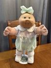 1980s Cabbage Patch Kid Preemie Baby Girl Green Romper Blonde Green Eyes