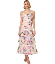 Adrianna Papell Womens Chiffon Tiered Dress, Multicoloured, 4
