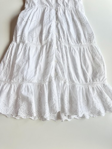 Girls' ZARA White Cotton Poplin Embroidered Eyelet Tiered Maxi Dress, Size 11-12 - Picture 5 of 13