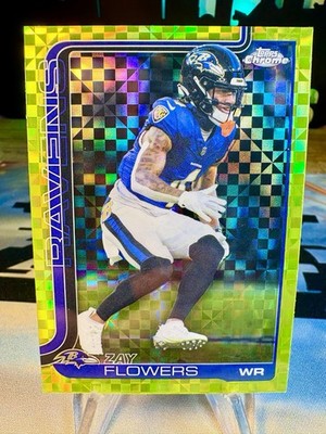 2025 Zay Flowers Topps Chrome Lime Green X-Fractor #22 Baltimore Ravens