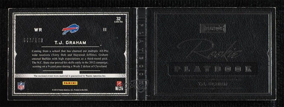 2012 Panini Playbook Rookie Playbook Materials /199 TJ Graham #32 RC - Image 2 of 2