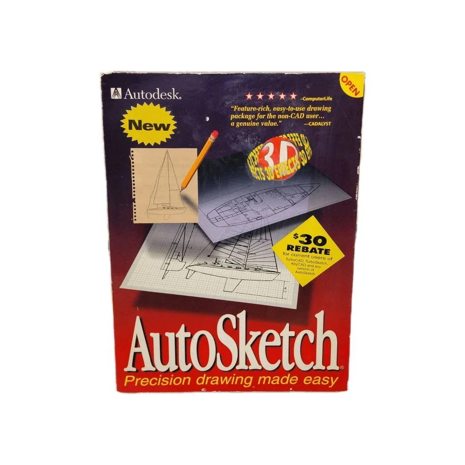 Autodesk AutoSketch LT Software 1997 Symbols 97 Autocad 3D Drawing - Image 2 of 4