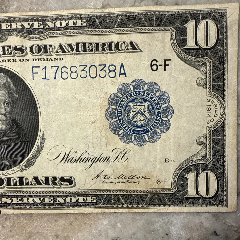 1914 $10 FRN (Atlanta) Fr#927A Circulated VF/XF - Image 4 of 4