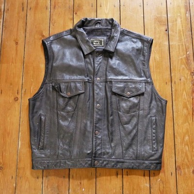 VINTAGE 80er 90er Leder Wildleder Herren Damen Jacke Weste Gilet Large XL schwarz