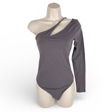 Abercrombie  Fitch One-Shoulder Gray Cut Out Thong Bodysuit soft S