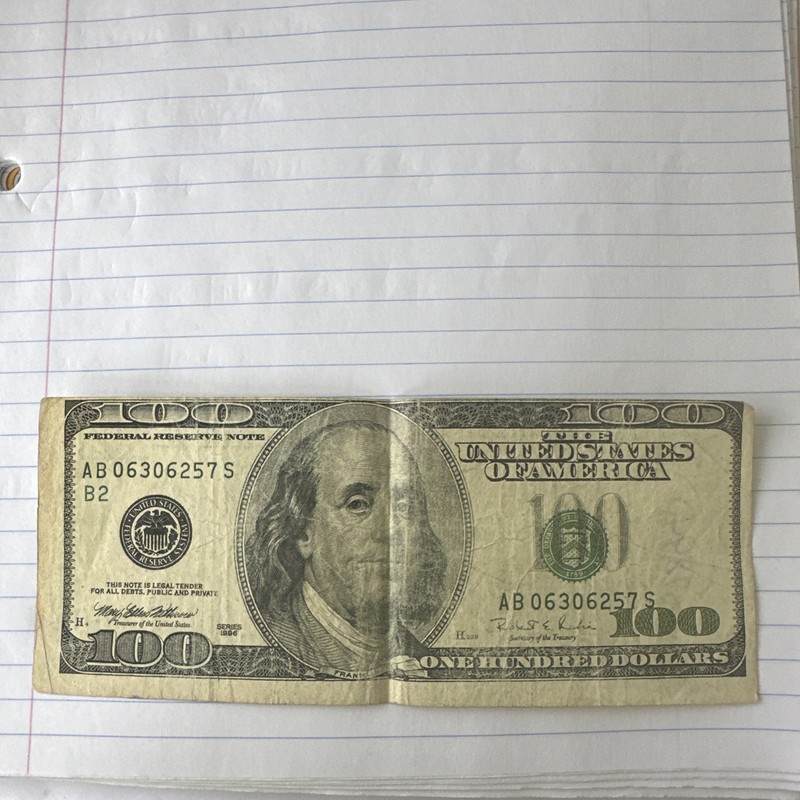 1996 $100 Bill circulated Mis-cut Error