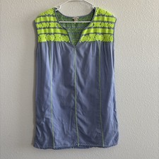 J.Crew Womens Embroidered Sleeveless Blue Tunic Short Dress Size XS Cottagcore 