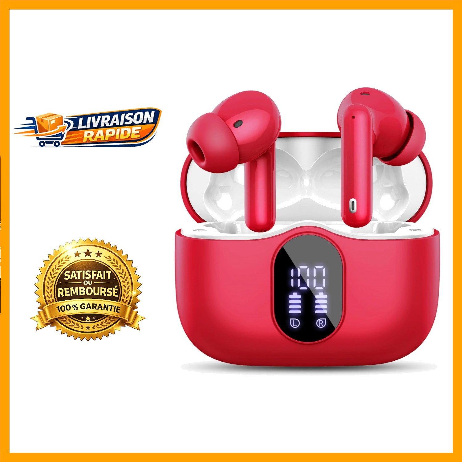 Écouteurs Bluetooth 5.3 réduction de bruit micro intégré oreillettes sans fil