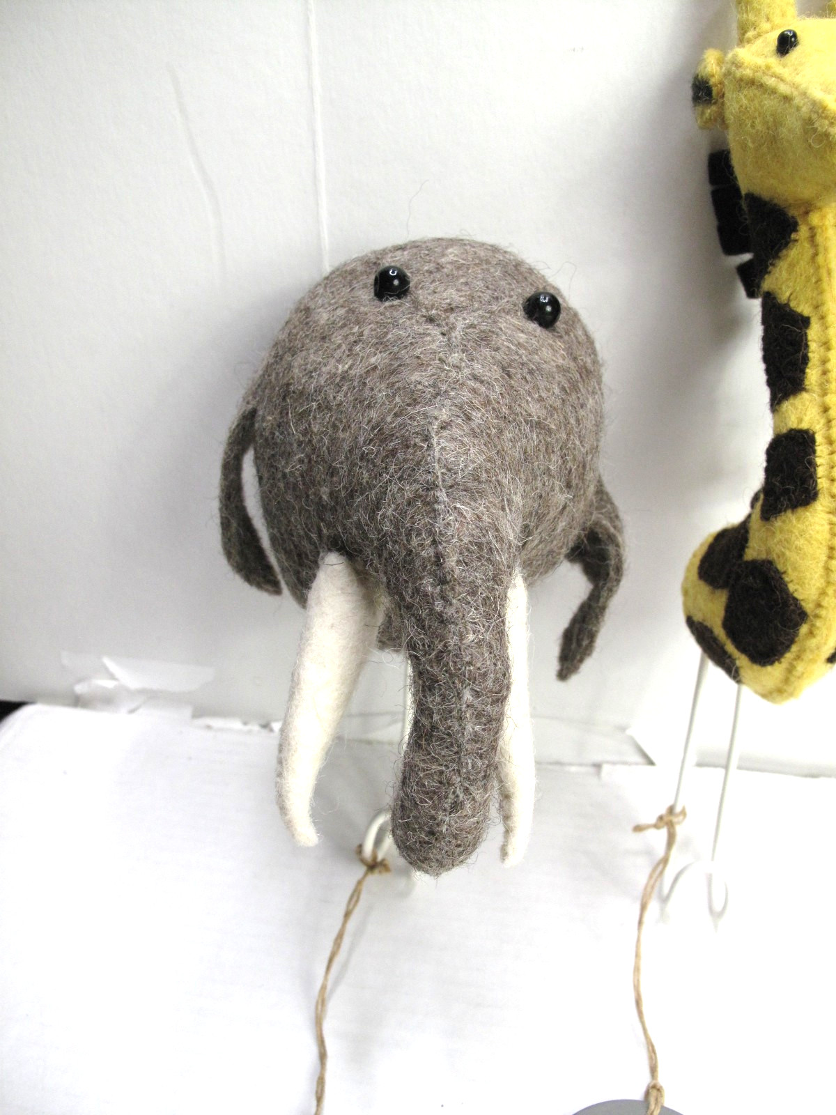 Set of 3 FIONA WALKER Felted Wool Animal Hooks - Baby Nursery Child's Room Decor