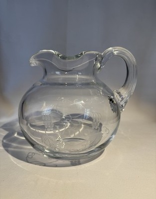 Crystal William Yeoward Etched 3 Pour Spout VINO Vines Wine Carafe, Jug, Pitcher