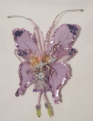 Hanging Decorative Pixie Purple Butterfly Posable Ornament 