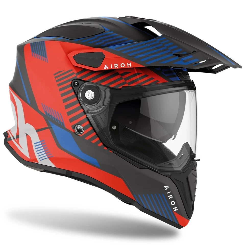 CASCO MOTO INTEGRALE FIBRA DUAL AIROH COMMANDER BOOST RED BLU MATT ROSSO TG S - Immagine 2 di 2