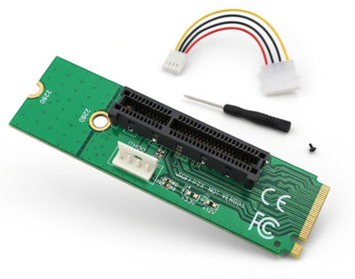 M.2 PCIe auf PCIe x4 Adapter mit SATA Power, NGFF M Key, Riser Card, Erweiterung