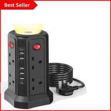 Compact 8-Way Surge Protector Tower Extension Lead with Independent Switches