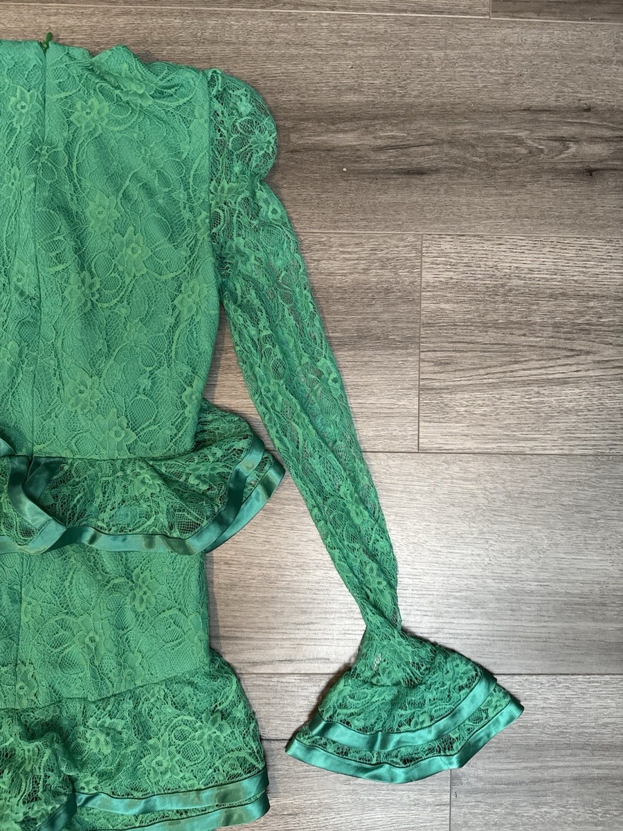 Nicola Finetti Maia Lace Green Ruffle V Neck Gown Dress Long sleeve Sz 6 | eBay Nicola Finetti Maia Lace Green Ruffle V Neck Gown Dress Long sleeve Sz 6 | eBay