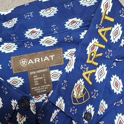 Chemise Ariat neuve homme grande équipe Dax brodée bouton géométrique western classique - Photo 5/14